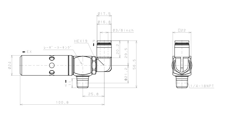 Bản vẽ kỹ thuật Bộ Tạo Chân Không Dòng VM - VC Pisco VCE15-N2-3/8L