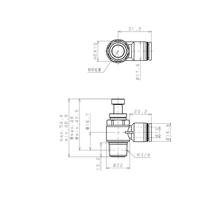 Bản vẽ kỹ thuật Van Tiết Lưu Khí Nén Pisco JSC10-03BW-C