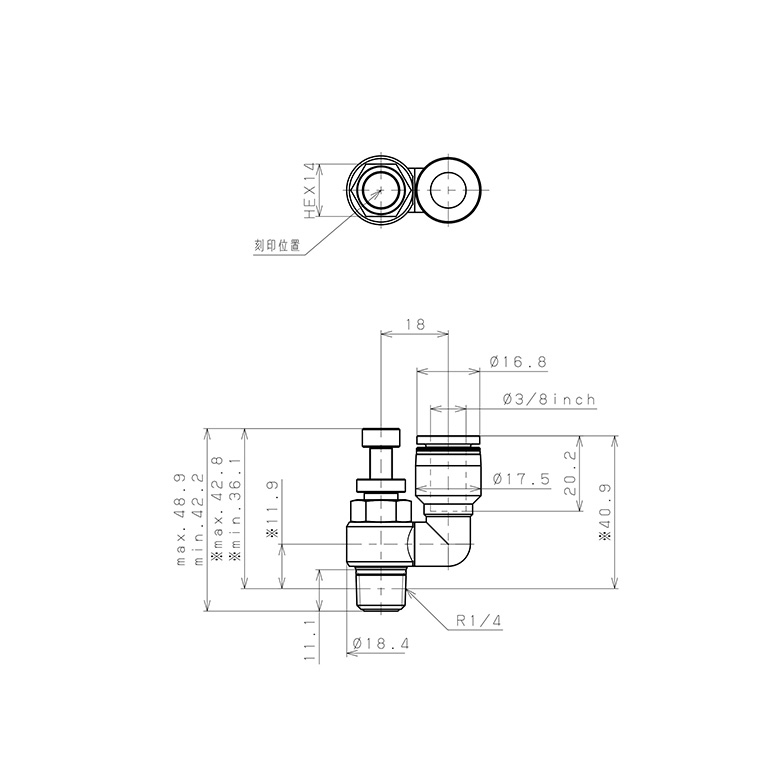 Bản vẽ kỹ thuật Van Tiết Lưu Khí Nén Pisco JSS3/8-02BK