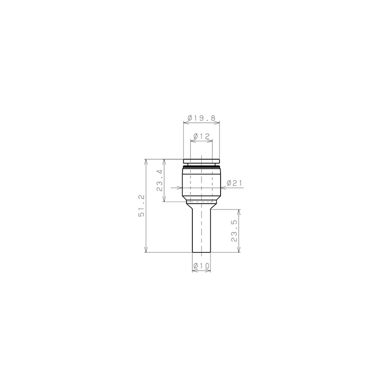 Bản vẽ kỹ thuật Đầu Nối Nhanh Khí Nén Giữa Ống Khí Và Fitting Dạng Nối Giảm Pisco PGJ10-12W-C