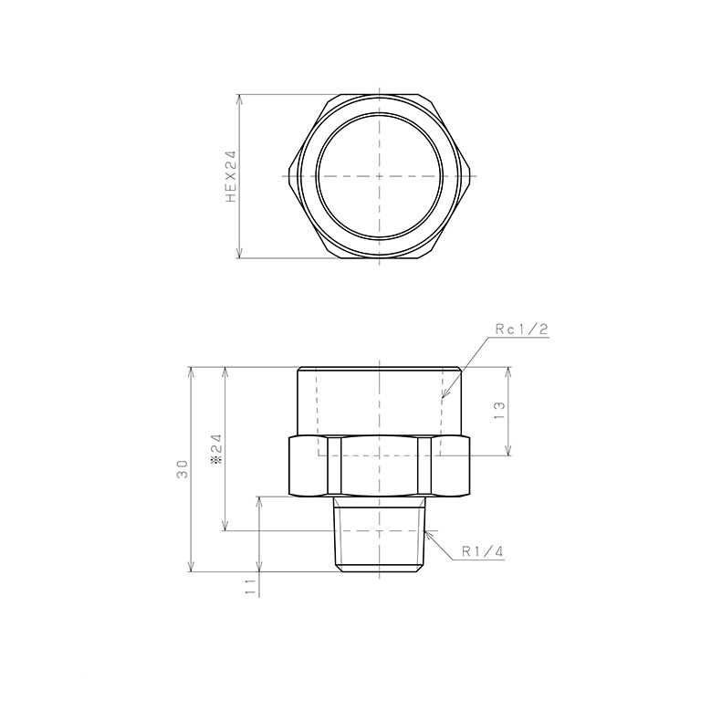 Bản vẽ kỹ thuật Đầu Nối Ren Đực Cái Pisco PF02-04-C