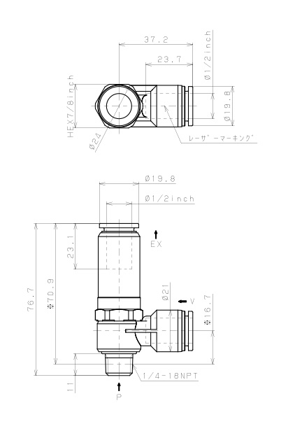 Bản vẽ kỹ thuật Bộ Tạo Chân Không Dòng VH - VS Pisco VHL15-1/2N2JU