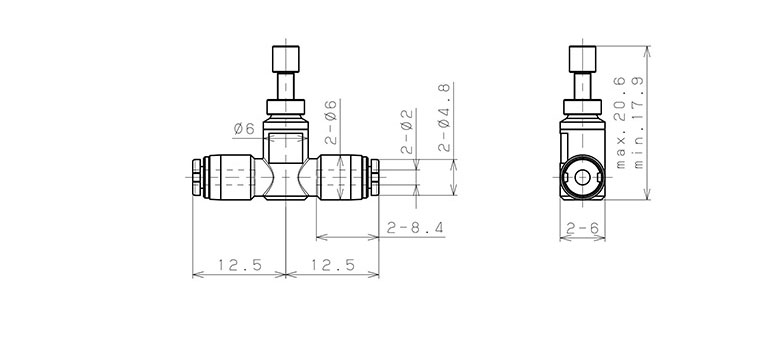 Bản vẽ kỹ thuật Van Tiết Lưu Khí Nén Lưu Lượng Thấp Pisco JSMU2LW