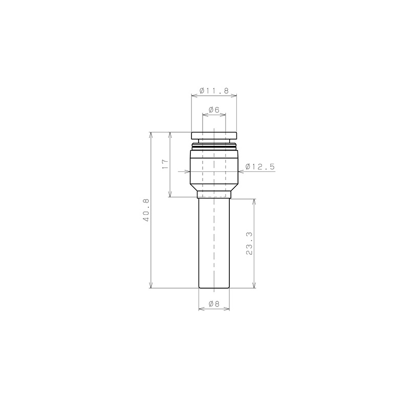 Bản vẽ kỹ thuật Đầu Nối Nhanh Khí Nén Giữa Ống Khí Và Fitting Dạng Nối Giảm Pisco PGJ8-6W