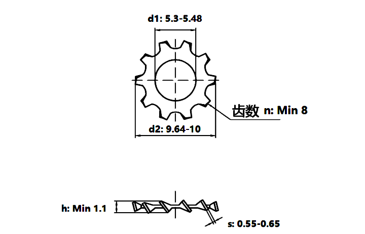 Bản vẽ kỹ thuật Lông Đền Răng Ngoài Loại A Inox 304 DIN6797A M5
