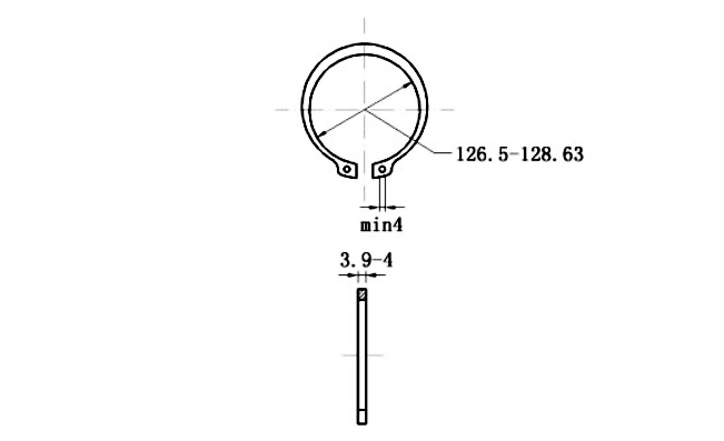 Bản vẽ kỹ thuật Phe Gài Trục Thép 65Mn DIN471 D135x4.0