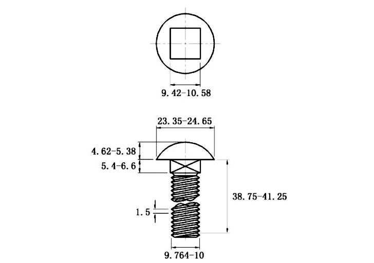Bản vẽ kỹ thuật Bulong Cổ Vuông Thép Mạ Kẽm 4.8 DIN603 M10x40