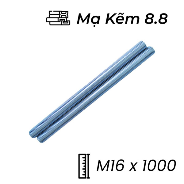 Ty Ren Thép Mạ Kẽm 8.8 M16x1000