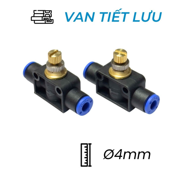 Van Tiết Lưu Khí Nén Thẳng Ø4mm CDC MSF 04 (Màu Đen)