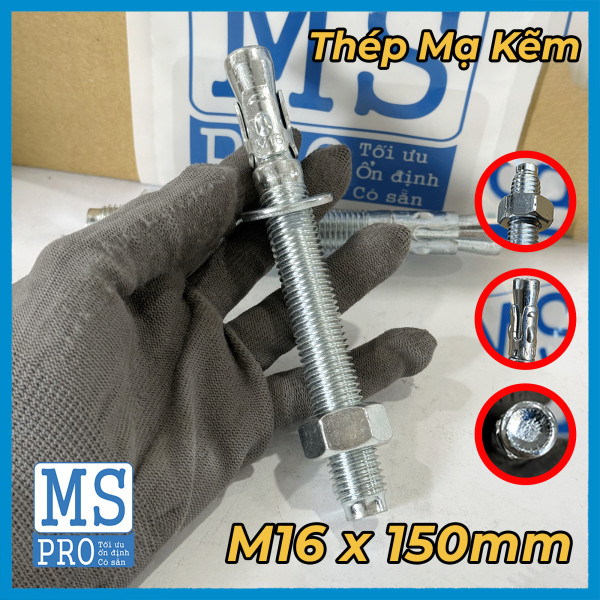 Tắc Kê Nở 3 Cánh Thép Mạ Kẽm M16x150
