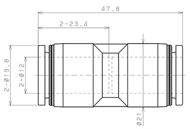 Bản vẽ kỹ thuật Đầu Nối Nhanh Khí Nén Thẳng Phi 12mm Pisco PU12