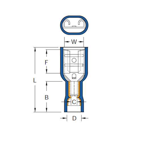 Bản vẽ kỹ thuật Đầu Cosse Ghim Cái Cách Điện Toàn Phần 0.5-1.5 mm2 KST FDFD1-187(5)