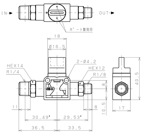 Bản vẽ kỹ thuật Van Tay Khí Nén Pisco HV02-01W