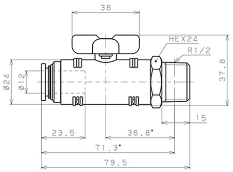 Bản vẽ kỹ thuật Van Bi Khí Nén Inox 304 Pisco BVC60-1204SUS