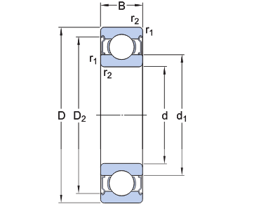 Bản vẽ kỹ thuật Vòng Bi Cầu Rãnh Sâu SKF 6206-2Z/AEM3
