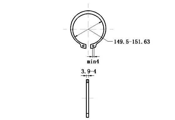 Bản vẽ kỹ thuật Phe Gài Trục Inox 420 DIN471 D160x4.0