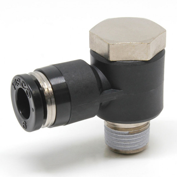 Đầu Nối Nhanh Khí Nén Cong 90° Đầu Lục Giác Trụ Ren Ngoài Pisco PH4-N1U
