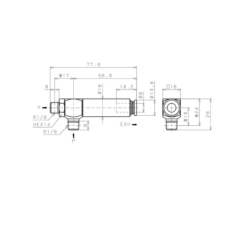 Bản vẽ kỹ thuật Bộ Tạo Chân Không Dòng VRL Pisco VRL50-010108