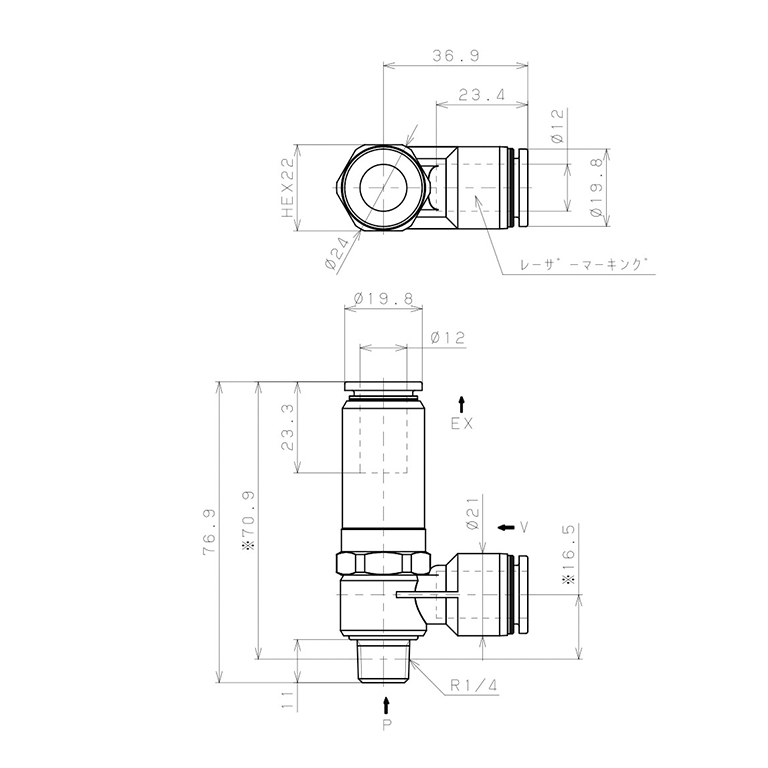 Bản vẽ kỹ thuật Bộ Tạo Chân Không Dòng VH - VS Pisco VHL15-1202J