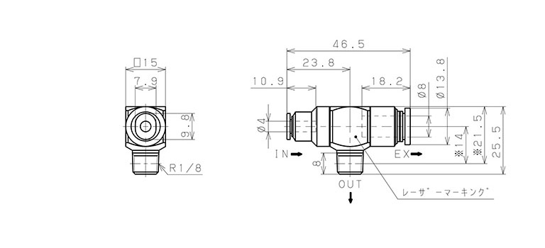 Bản vẽ kỹ thuật Van Xả Nhanh Khí Nén Pisco EQ01-C04P01C08