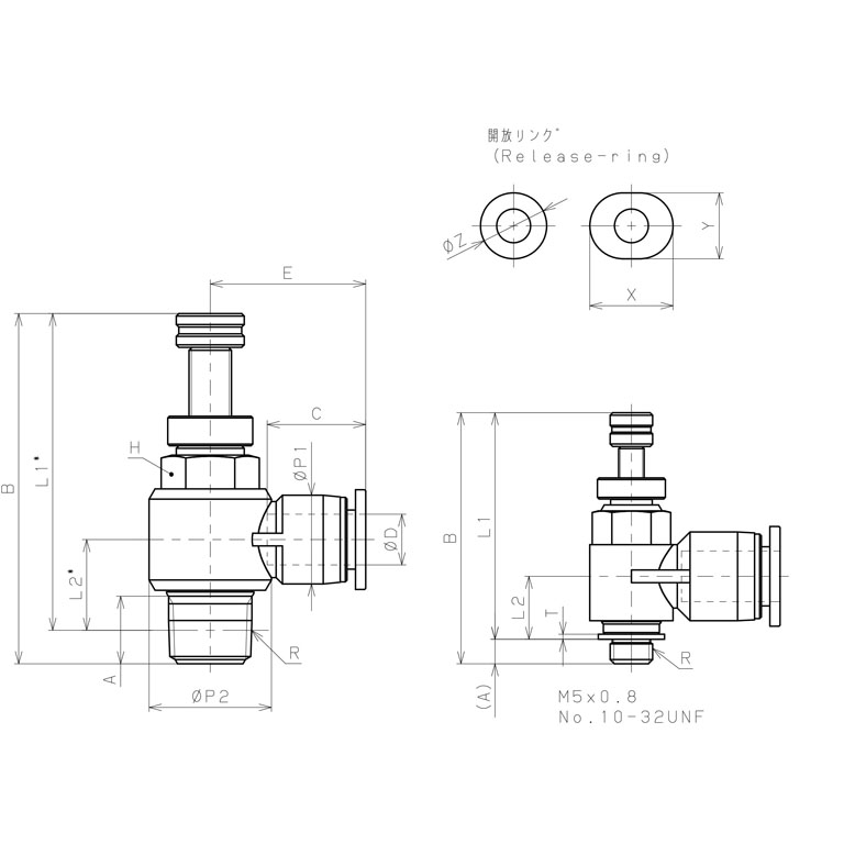 Bản vẽ kỹ thuật Van Tiết Lưu Khí Nén Chân Kim Pisco JNC5/16-N3U